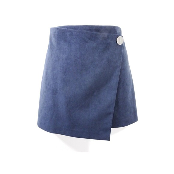 Theory Women's IWG Wrap Skirt Brilliant Navy Fulton Fuax Suede Skirt NWT 195 P - Picture 2 of 12
